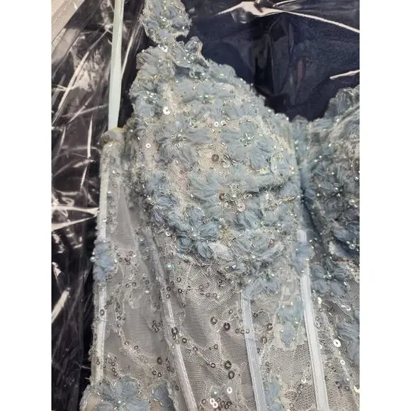 XO By Sophia Exclusive Light Sky Ice Blue Corset Long Prom Formal Dress Size 4 - Picture 6 of 16